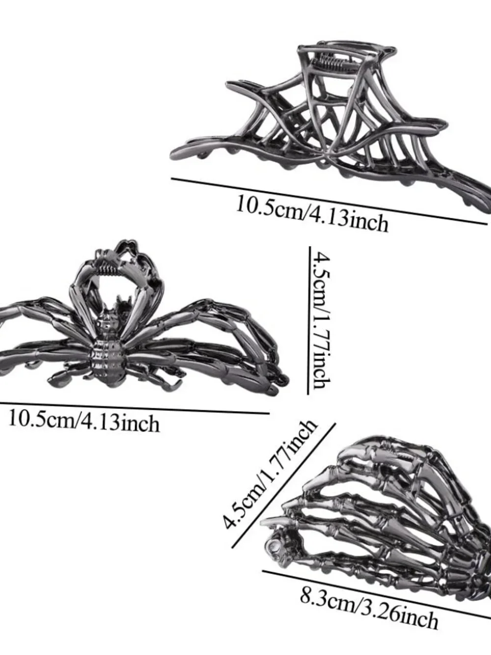 Punk Black Spider Web Skeleton Hand Skull Hair Claw Clips Barrette Headband Hobo